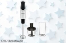 Batidora de mano Moulinex Quickchef potente y con regulador de 10 velocidades turbo ahora rebajada a precio muy bajo incluye accesorios para picar y vaso medidor ¡corre que vuelan estas unidades!