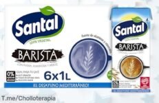 Bebida vegetal barista Santal con almendra, avena y arroz pack de 6 litros crema perfecta para tus cafés recetas y un precio rebajado que no podrás creer aprovecha antes que se agote