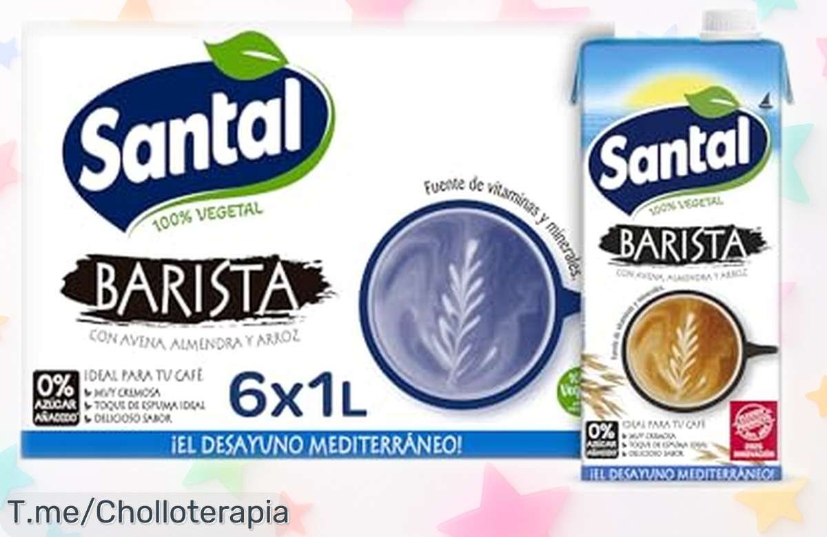 Bebida vegetal barista Santal con almendra, avena y arroz sin azúcares añadidos pack 6 x 1L rebajada de precio que no puedes dejar escapar corre antes que se agoten