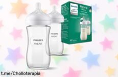 Biberón de cristal Philips Avent Natural Response 2x240 ml con flujo natural que calma al bebé y olvida los cólicos, a un precio rebajado nunca visto ¡Corre que vuelan!