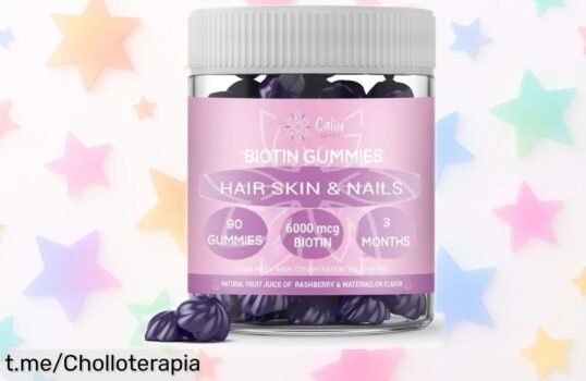 Biotina gummies 6000 mcg con zinc y ácido fólico para cabello fuerte y piel radiante, ahora a precio rebajado en un super chollo por tiempo limitado ¡no dejes que se te escapen las 90 gominolas!