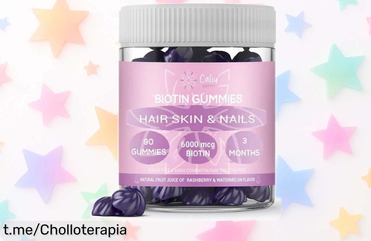 Biotina gummies 6000 mcg con zinc y ácido fólico para cabello fuerte y piel radiante, ahora a precio rebajado en un super chollo por tiempo limitado ¡no dejes que se te escapen las 90 gominolas!