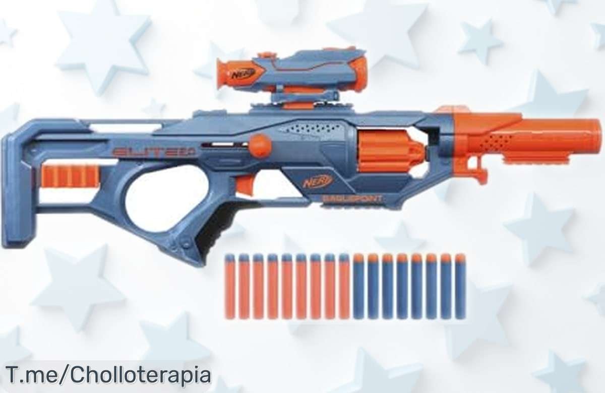 Blaster Nerf Elite 2.0 Eaglepoint RD8 con tambor recargable y visor, equipado con 16 dardos para que no pares de jugar ¡Precio rebajado solo por tiempo limitado! Corre ya que vuelan estas unidades increíblemente baratas