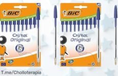 Bolígrafos BIC Cristal azul 1,0 mm con punta suave que escribe hasta 3 km por un precio rebajado y en pack doble ¡Oferta genial y limitada para escribir sin parar!