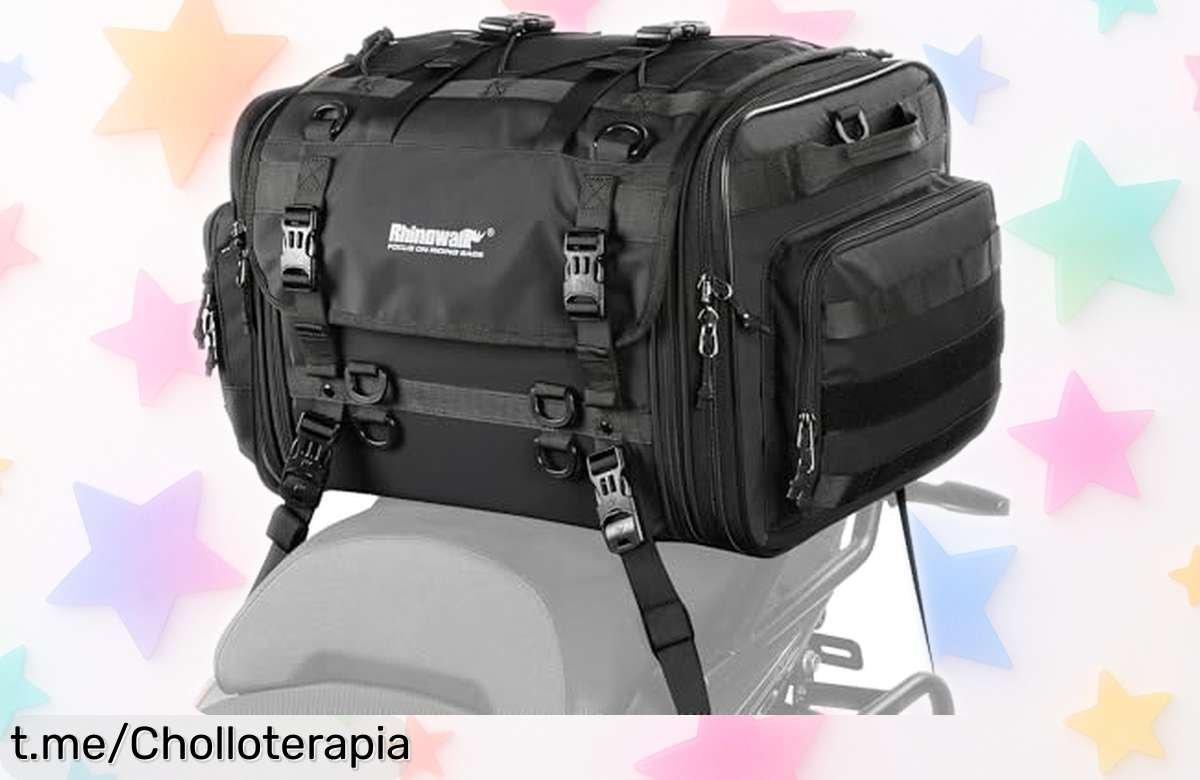 Bolsa moto trasera expandible Enjohos con estuche lluvia y bandolera, máxima capacidad de 40-60L, rebajada con un descuentazo brutal por tiempo limitado ¡Corre que vuelan las unidades!
