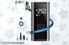 Bomba de aire inalámbrica compacta con LED y compresor 150PSI, un ofertón irresistible para inflar ruedas y balones rápido; precio rebajado solo por tiempo limitado ¡Corre que vuelan las unidades!