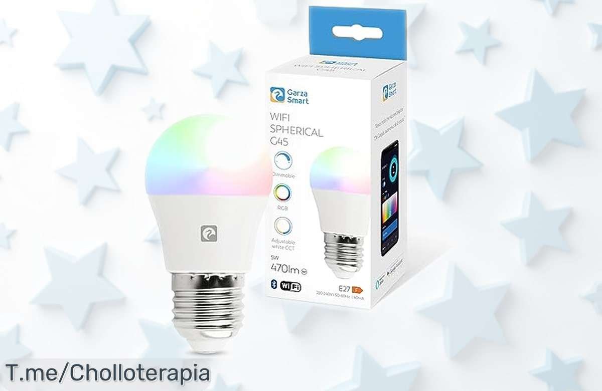 Bombilla LED inteligente Garza Smarthome G45 con colores cambiantes y mando por voz rebajada a precio muy bajo ¡Ilumina tu casa con estilo y controla todo desde la app, no pierdas tiempo que vuelan!