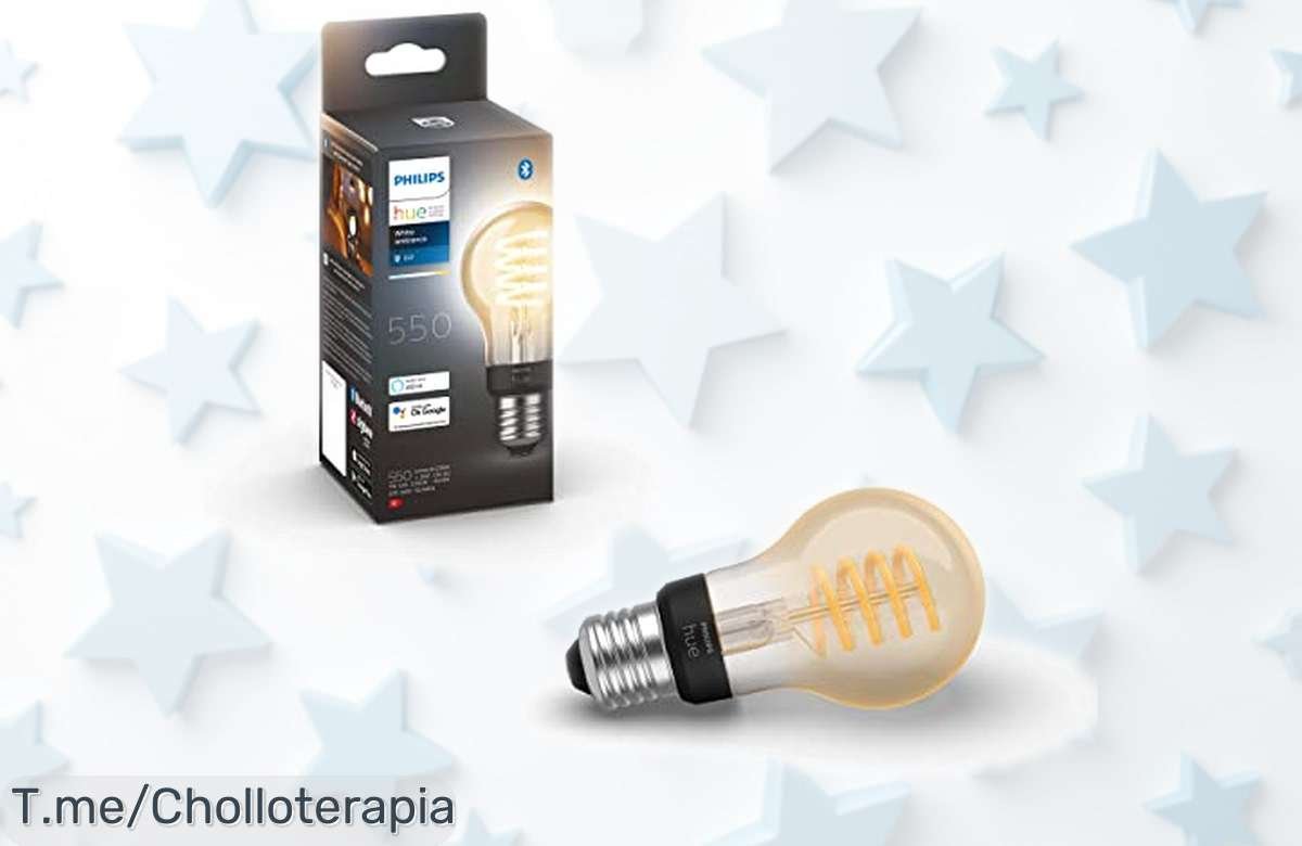 Bombilla LED inteligente Philips Hue A60 E27 con control por app y voz, luce desde cálido hasta frío; precio rebajado increíble que no durará, ¡hazte ya con este súper chollo de luz y tecnología!