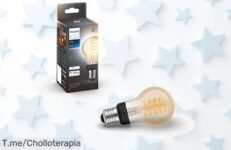 Bombilla LED inteligente Philips Hue A60 E27 con luz ajustable para crear ambientes únicos, disfruta de control fácil hasta 10 luces por app o voz y aprovecha esta rebaja brutal antes que se agoten ¡corre que vuelan!