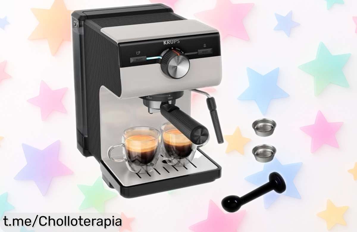 Cafetera espresso manual Krups XP381B con 15 bares para un café cremoso y espuma perfecta rebajada a precio loca solo unas unidades, ¡no pierdas este super chollo ya!