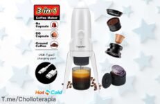 Cafetera expreso portátil 3 en 1 DG NS con autocalentado para café molido y cápsulas, precio rebajadísimo solo por tiempo limitado ¡Disfruta tu café perfecto donde quieras y no dejes escapar este ofertón!