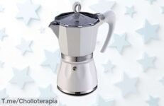 Cafetera italiana GAT blanca con diseño moderno para 3 tazas en un abrir y cerrar, precio rebajado que no dura mucho ¡date prisa o se lo lleva otro!