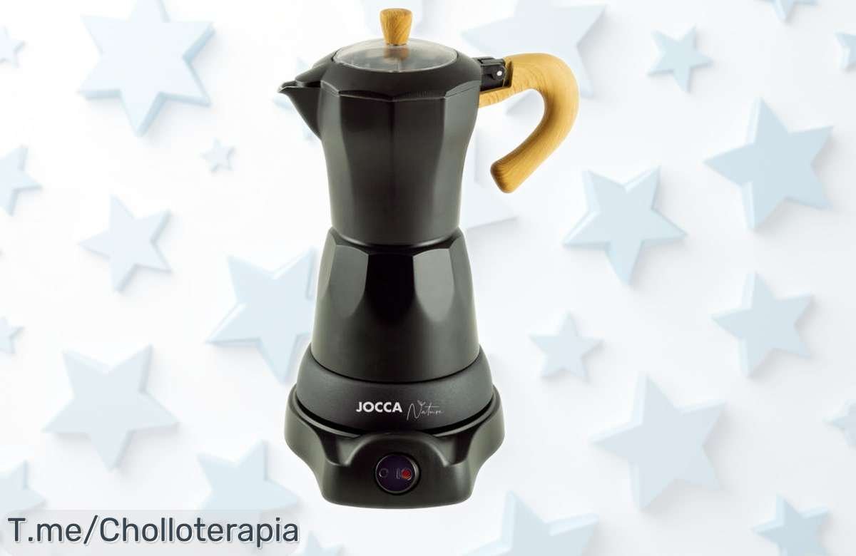 Cafetera italiana eléctrica Jocca línea Nature con sistema que mantiene tu café caliente y base inalámbrica 360° a un precio rebajado brutal chollazo limitado ¡No la dejes escapar!