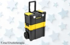 Caja de herramientas rodante Stanley STST180151 con ruedas y mango telescópico, precio rebajado en un ofertón único para organizar tu taller sin esfuerzo ¡Corre que vuelan!