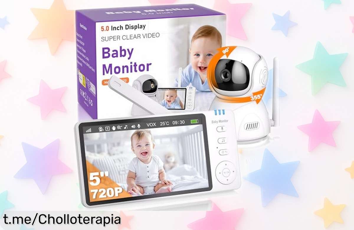 Cámara de vigilancia para bebé con rotación 355°, visión nocturna y sensor de temperatura a precio rebajado chollazo que no querrás perder ¡Corre, oferta limitada y unidades volando!