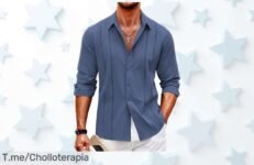 Camisa azul marino coofandy con diseño moderno y tela de primera rebajada brutalmente solo por tiempo limitado ¡No dejes pasar este super chollo que puede volar en cualquier momento!