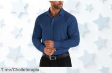 Camisa de hombre Coofandy azul profundo con fácil planchado y sin arrugas, rebajada brutalmente para que luzcas impecable; ¡corre que quedan pocas tallas XL y esta oferta no durará mucho!
