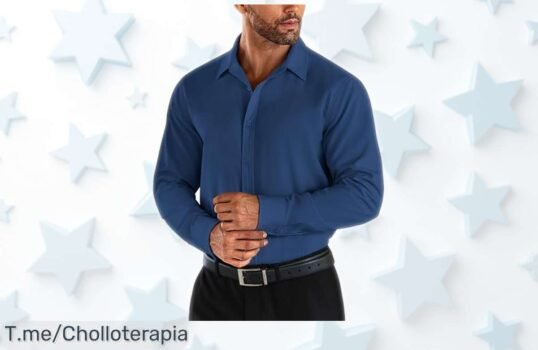 Camisa de hombre Coofandy azul profundo con fácil planchado y sin arrugas, rebajada brutalmente para que luzcas impecable; ¡corre que quedan pocas tallas XL y esta oferta no durará mucho!
