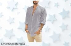 Camisa de lino para hombre estilo casual resistente con un precio rebajado que no vas a creer aprovecha este súper ofertón antes de que se agote ¡corre porque vuelan!