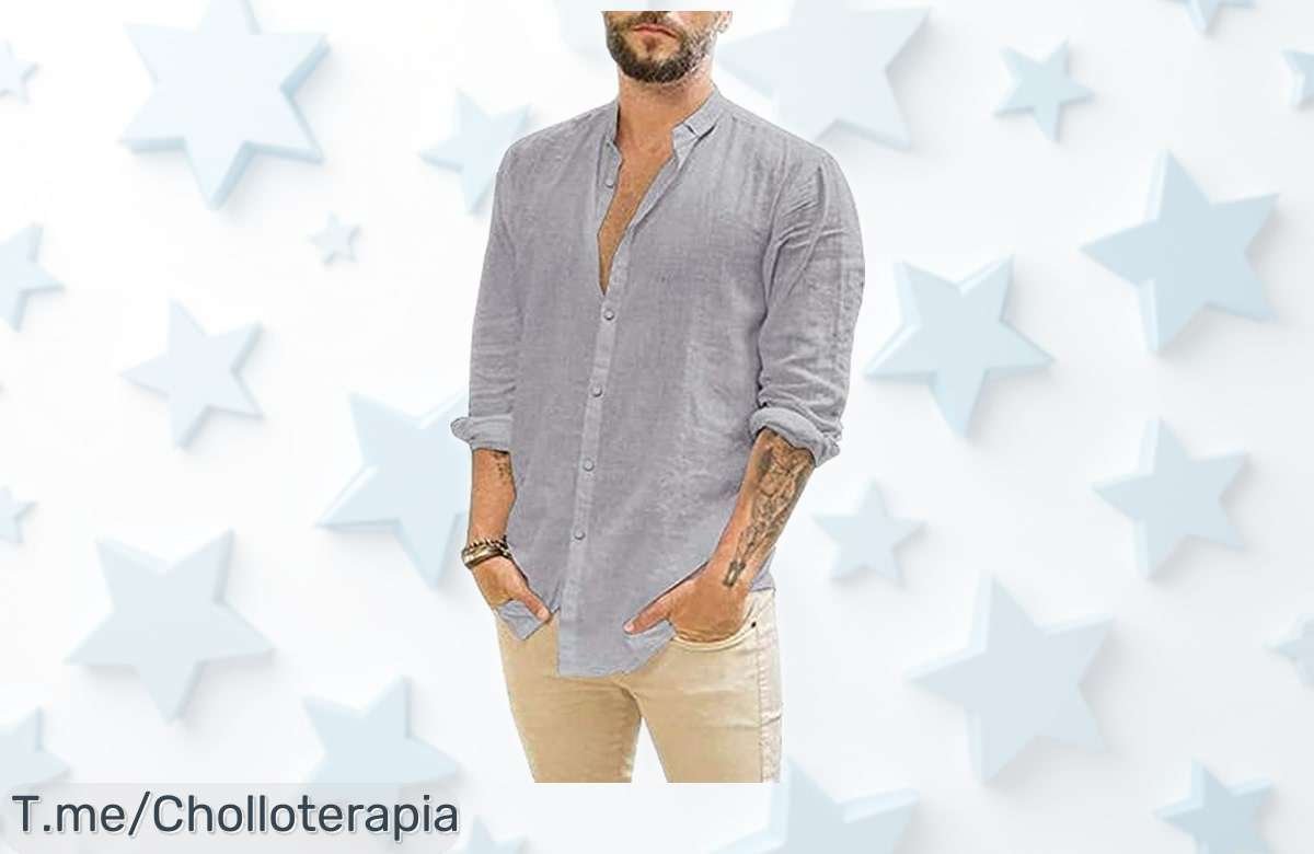 Camisa de lino para hombre estilo casual resistente con un precio rebajado que no vas a creer aprovecha este súper ofertón antes de que se agote ¡corre porque vuelan!