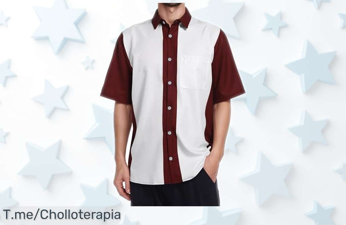 Camisas de bolos vintage para hombre con flow único y botones en contraste bajadas a precio loco, un ofertón que no dura mucho para lucir casual este verano ¡corre que vuelan!