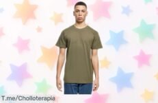 Camiseta Build Your Brand hombre olive M con doble costura resistente y corte que realza tu figura a precio rebajado, oferta limitada ¡date prisa antes de que vuelen!