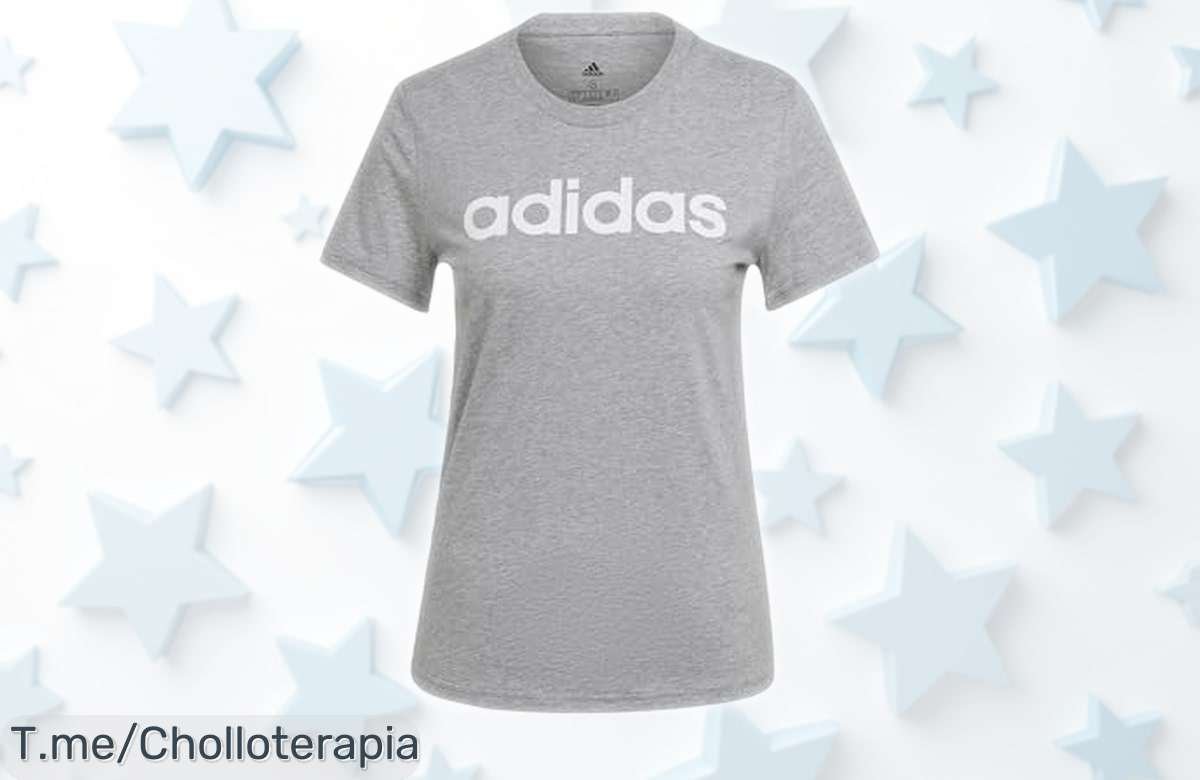 Camiseta adidas Essentials Slim logo para mujer con diseño entallado y manga corta a precio rebajado que vuela rápido, no dejes pasar este super chollo para renovar tu estilo ya mismo