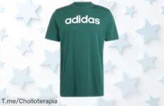 Camiseta adidas Essentials para hombre en verde 100% algodón con logo bordado caída de precio brutal y super chollo exclusivo elige talla menos y cómprala ya antes que desaparezca la oferta