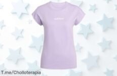 Camiseta algodón adidas Essentials mujer powder plum-white con diseño top y caída de precio brutal irresistiblemente rebajada ¡Elige tu talla M ya y pilla este super chollo antes que vuele!