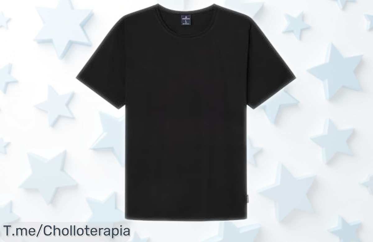 Camiseta básica negra Springfield en lycra y algodón que realza tu figura, diseño moderno irresistible y precio rebajado por tiempo limitado para que renueves ya tu armario con un super chollo imperdible