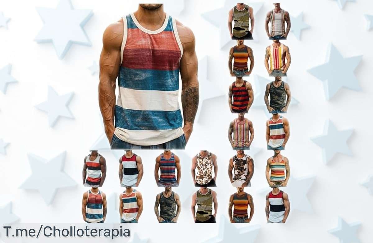 Camiseta de tirantes hawaiana para hombre con estampado vibrante y cuello redondo, ¡precio rebajado que no verás otra vez! Oferta exprés perfecta para el verano y la playa, consigue este super chollo antes de que desaparezca.