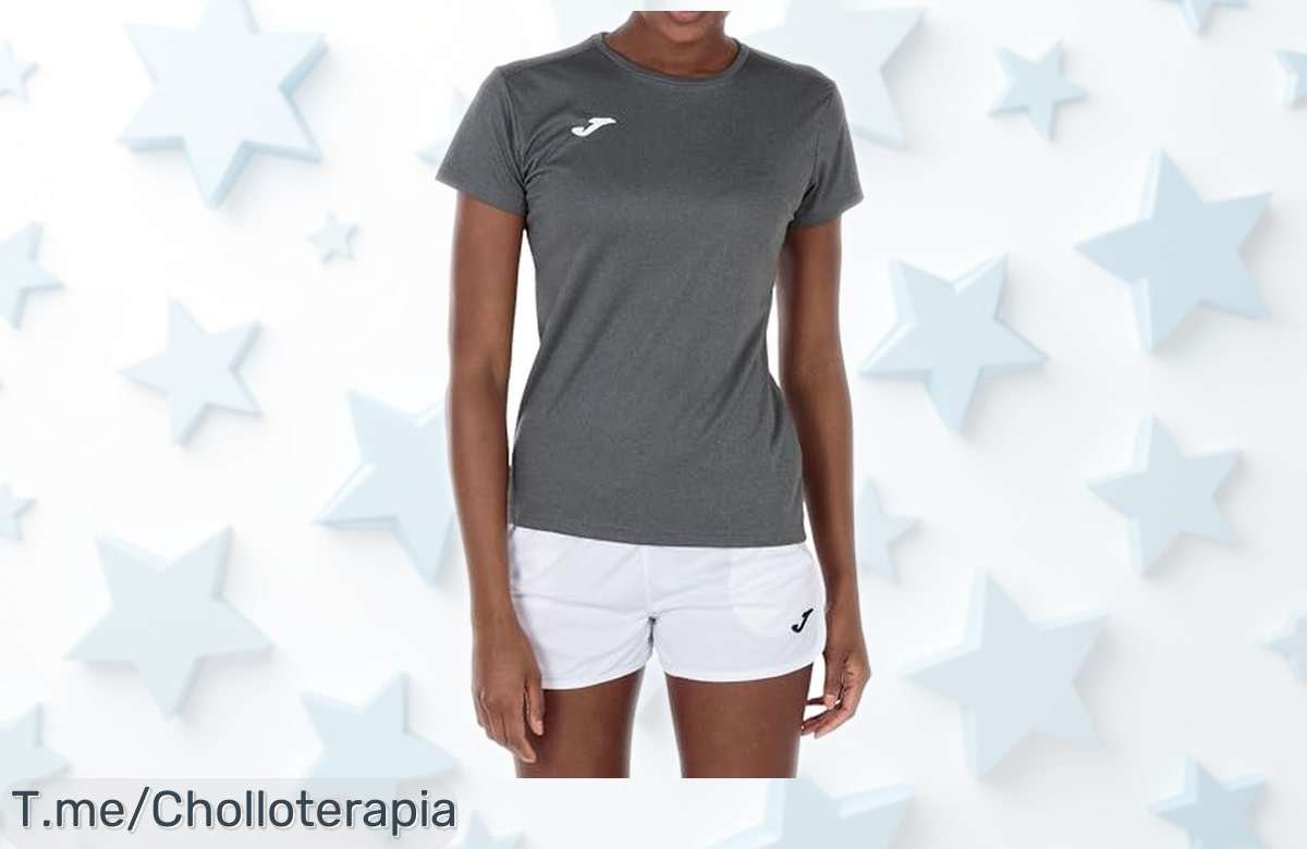 Camiseta deportiva Joma para mujer con máxima transpirabilidad ideal para sudar sin agobios, ¡rebajada a un precio de ganga que vuela rápido! No pierdas esta oportunidad única, corre y consigue la tuya antes de que se acaben todas.