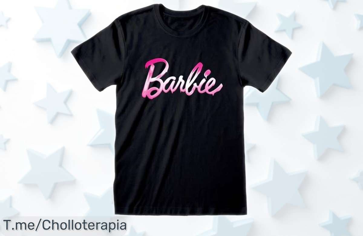 Camiseta hombre con logo Barbie Melted, diseño único y actual, precio rebajado solo por tiempo limitado; luce un estilo auténtico con este súper chollo que se agota rápido ¡no dejes escapar esta oferta brutal!