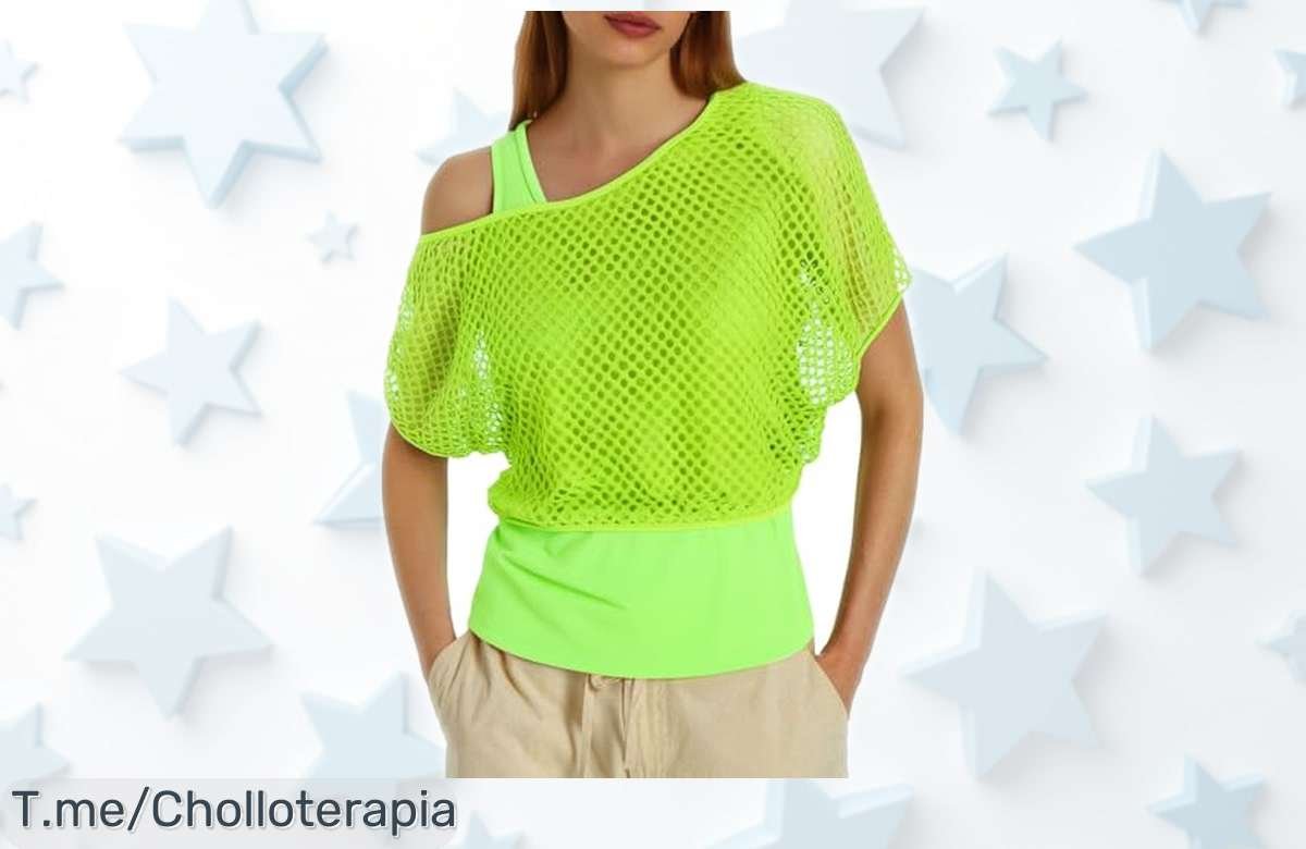 Camiseta neón años 80-90 para mujer con estilo único y precio rebajado que no volverá, ¡un súper chollo por tiempo limitado! Aprovecha ya antes de que desaparezca esta caída de precio brutal.