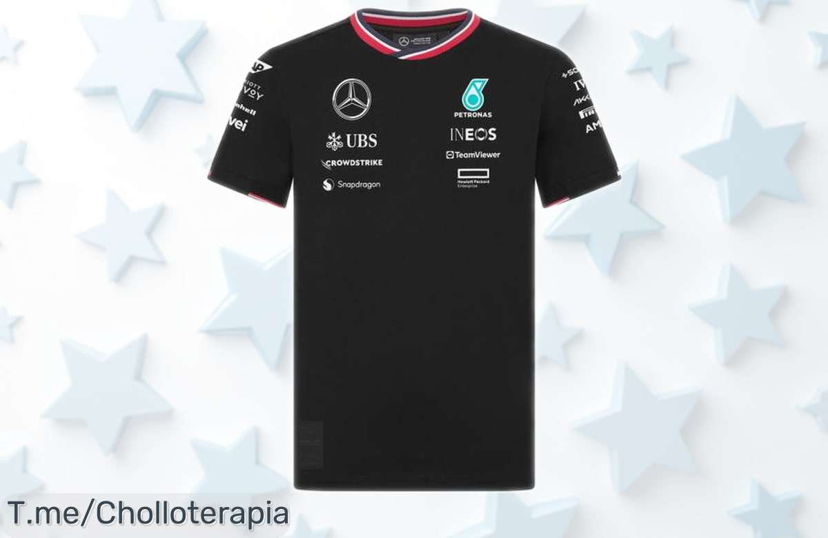 Camiseta niño Mercedes AMG Petronas F1 con diseño original y precio rebajado, un super chollo único que vuela rápido ¡No te quedes sin la tuya, quedan pocas unidades y esta oferta tiempo limitado desaparece ya!