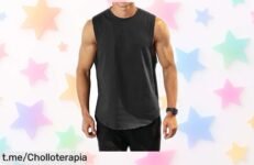 Camiseta sin mangas para entrenamiento con diseño que realza tus músculos, súper versátil y ahora a precio rebajadísimo ¡no dejes pasar este super chollo que vuela rápido!