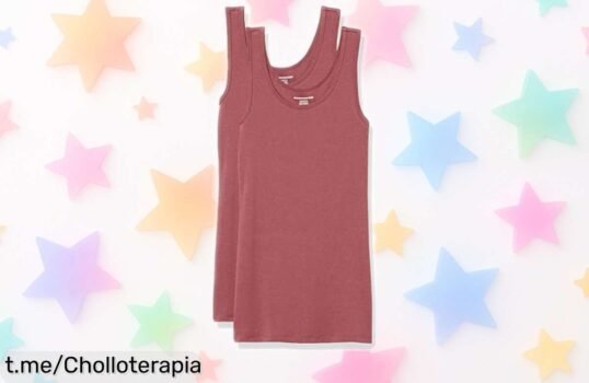 Camisetas de tirantes para mujer Amazon Essentials pack de 2 en ciruela con ajuste entallado y tela que no pierde forma, precio rebajado solo por tiempo limitado, ¡un súper chollo para renovar tu armario ya sin pensarlo!