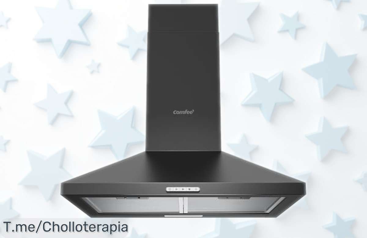 Campana extractora COMFEE’ PYRA17B60 negra con luz LED y súper succión a precio rebajado imperdible, elimina olores en un instante ¡Corre que vuelan estas unidades en oferta limitada!