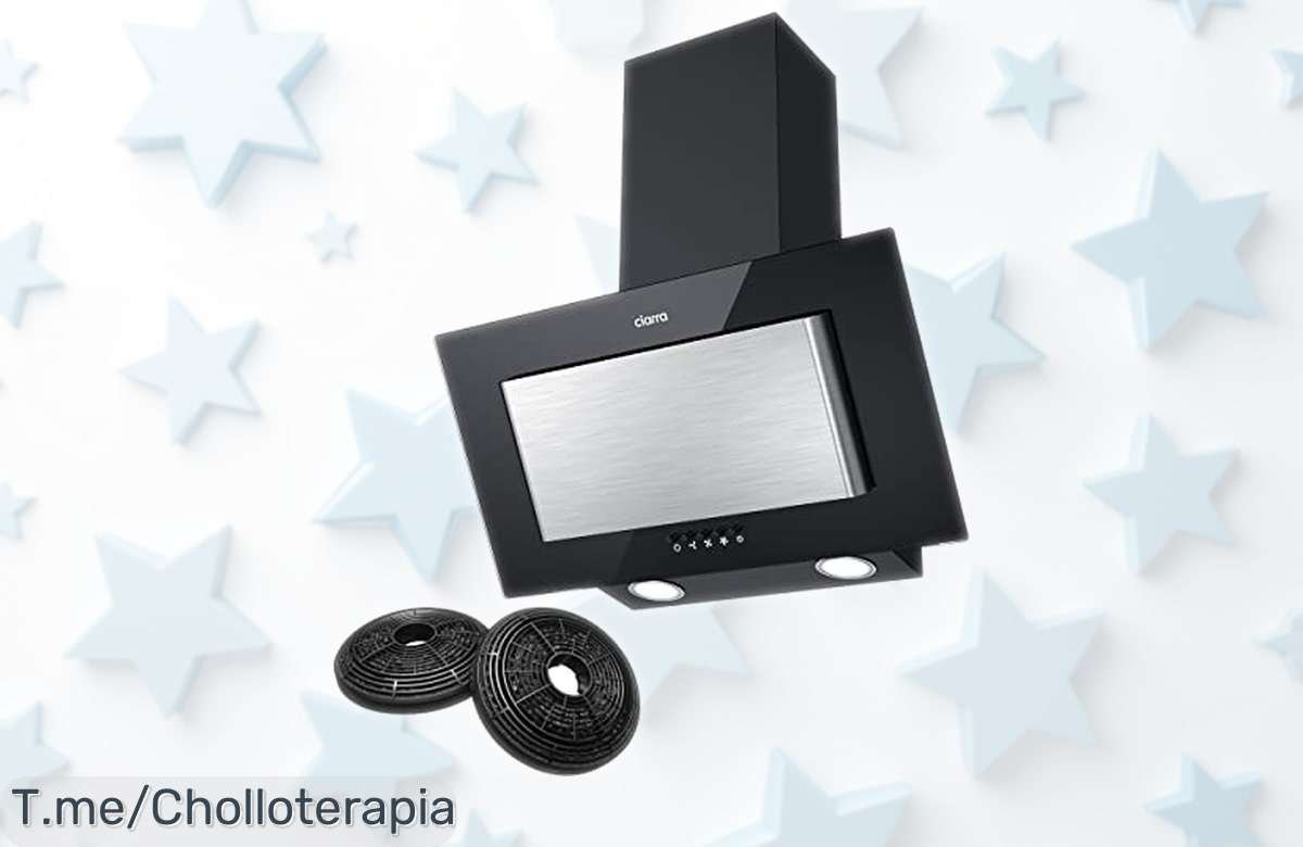 Campana extractora Ciarrá CBCB6736D 60cm con succión ultra potente y súper silenciosa diseño chic en cristal y acero inoxidable precio rebajado efecto bomba ¡Corre que esto vuela!