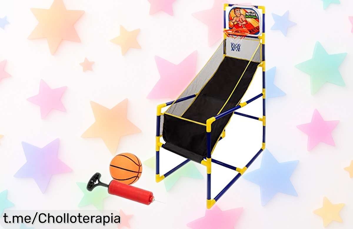 Canasta de baloncesto Colorbaby con mini balón y bomba a precio rebajado que vuela para niños; diversión asegurada mientras mejoran su coordinación, un super chollo ¡corre que se agota!