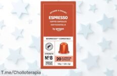 Cápsulas de café espresso compatibles con Nespresso by Amazon, sabor intenso y aterciopelado en 20 uds a precio rebajado que no verás otra vez ¡Date prisa que se agotan!