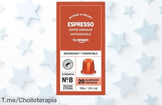 Cápsulas de café espresso compatibles con Nespresso by Amazon, sabor intenso y aterciopelado en 20 uds a precio rebajado que no verás otra vez ¡Date prisa que se agotan!