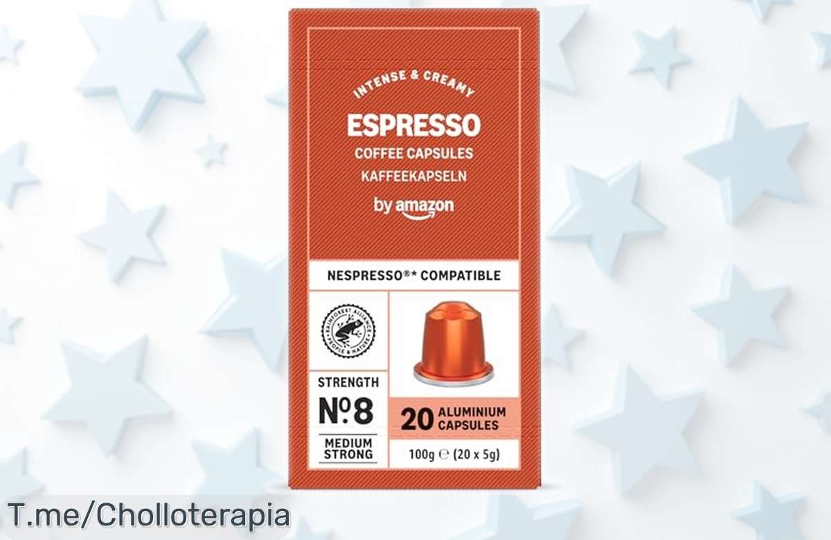 Cápsulas de café espresso compatibles con Nespresso by Amazon, sabor intenso y aterciopelado en 20 uds a precio rebajado que no verás otra vez ¡Date prisa que se agotan!