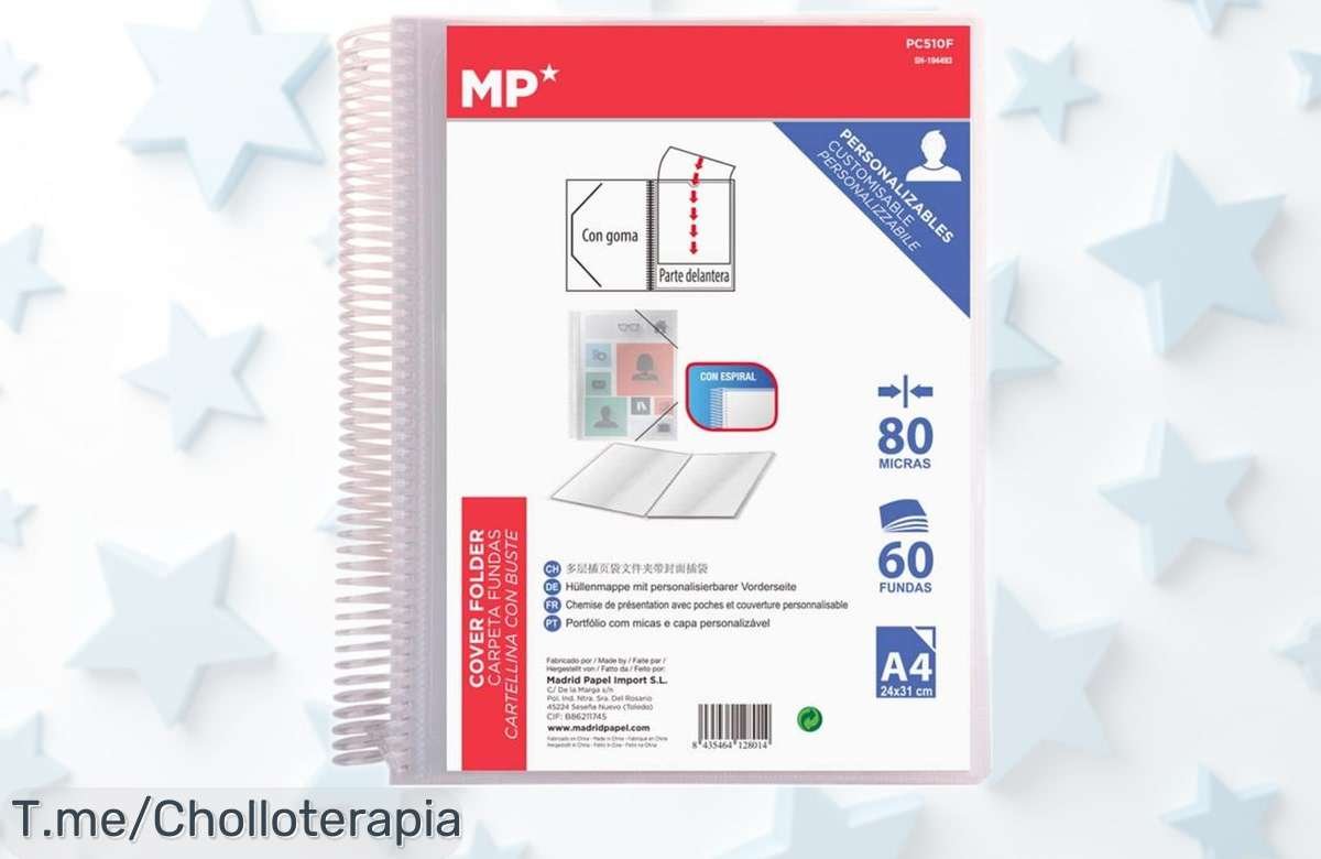 Carpeta clasificadora con anillas y 80 fundas A4 súper resistente, precio rebajado que no puedes perder para organizar todo al instante ¡corre porque esta oferta vuela!