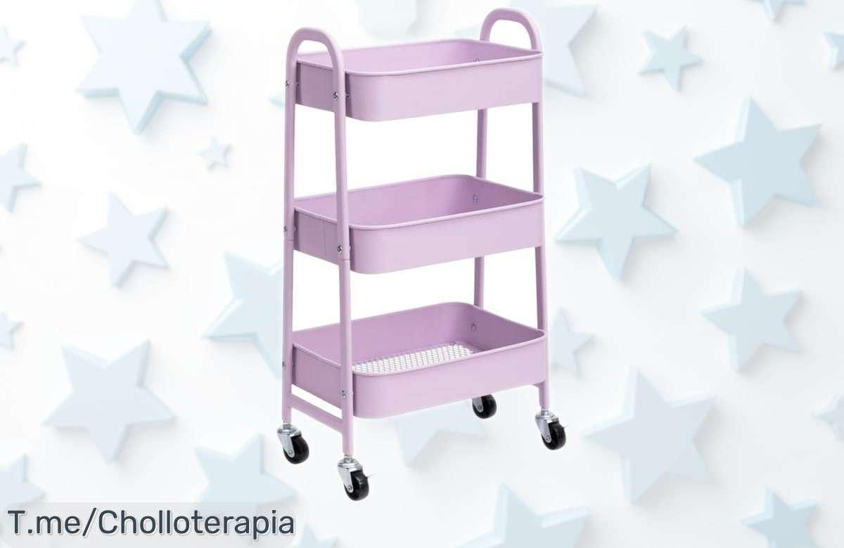 Carrito metálico con ruedas y tres niveles súper práctico para cocina, baño o oficina rebajado con un precio loco que no durará ¡Consigue ya este ofertón limitado antes de que desaparezca!