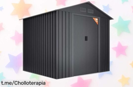 Caseta metálica Wasabi 5,27m² con puerta corredera y techo impermeable precio rebajado súper chollo que no se repite consigue tu espacio seguro y seco ¡Corre antes de que vuelen!