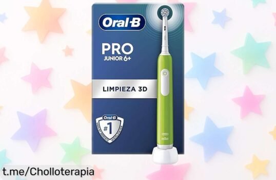 Cepillo eléctrico OralB Pro Junior para niños con aviso suave cada 30 segundos que cuida su sonrisa ¡Precio rebajado espectacular, un ofertón difícil de dejar escapar y sólo por tiempo limitado!
