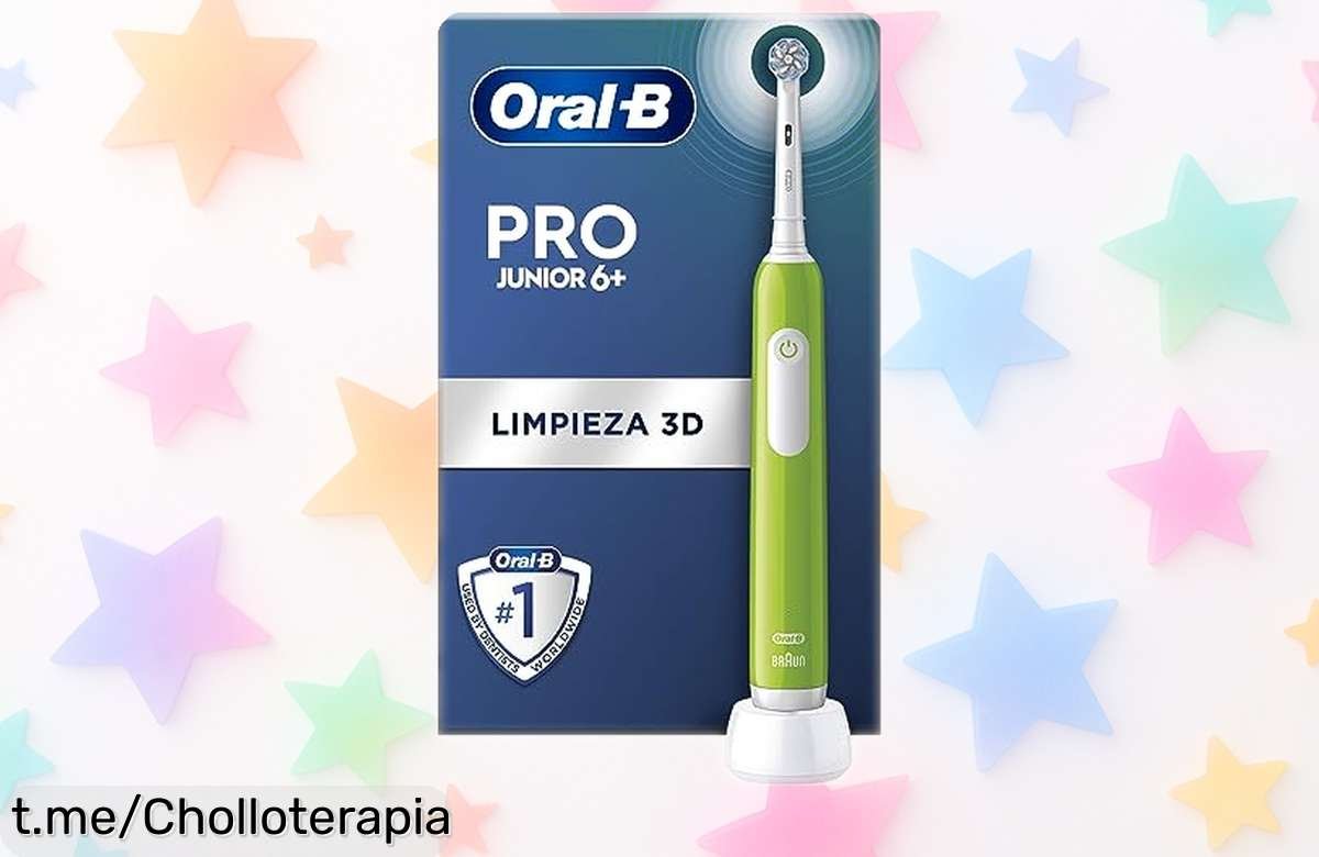 Cepillo eléctrico OralB Pro Junior para niños con aviso suave cada 30 segundos que cuida su sonrisa ¡Precio rebajado espectacular, un ofertón difícil de dejar escapar y sólo por tiempo limitado!