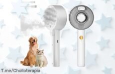 Cepillo vapor 4 en 1 para gatos que elimina pelo y nudos mientras masajea, con limpieza rápida y control antiestático; rebajado solo por poco tiempo ¡se lleva este super chollo antes de que desaparezca!