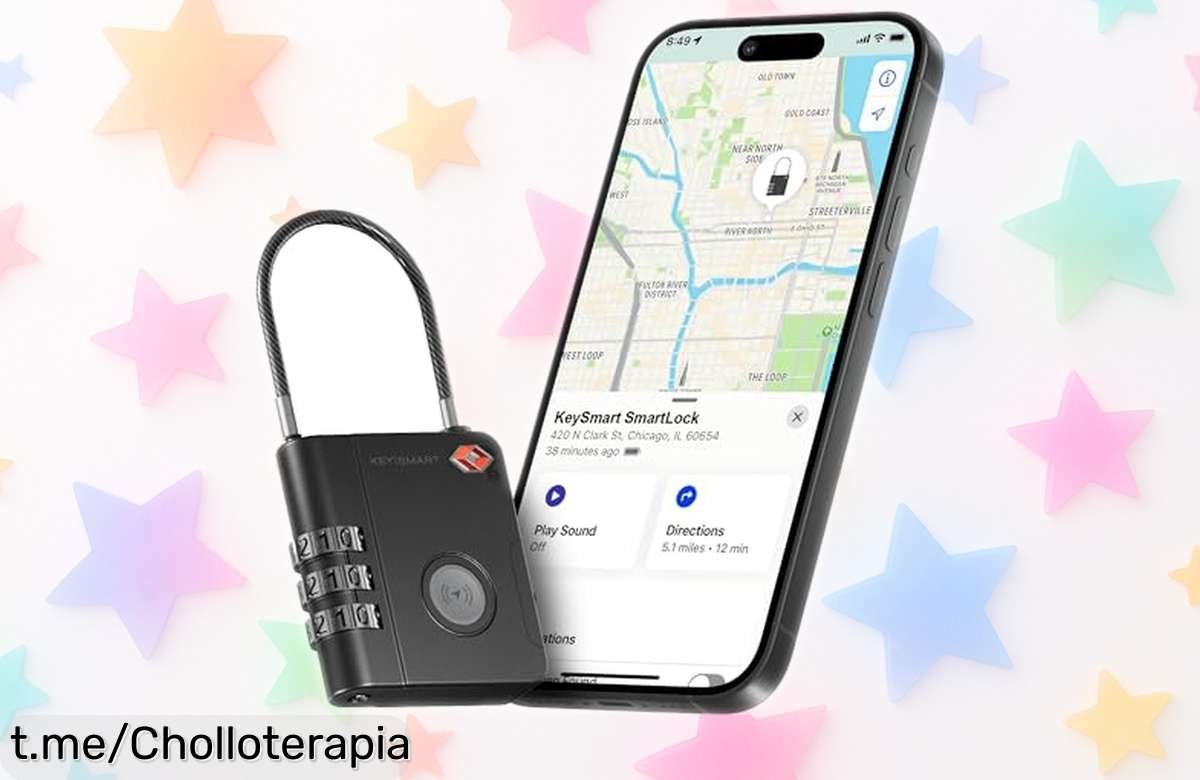 Cerradura inteligente KeySmart SmartLock con GPS y Apple Find My ahora a precio rebajado impresionante, controla y protege tu maleta con tecnología avanzada resistente al agua; corre que vuelan las unidades, ¡no dejes escapar este super chollo!